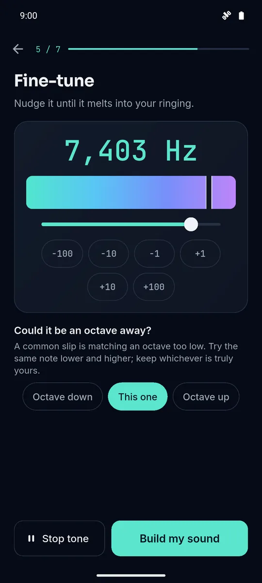Sylence on Android: fine-tuning the pitch